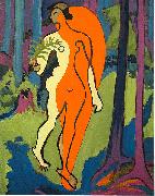 Ernst Ludwig Kirchner Nude in orange and yellow oil